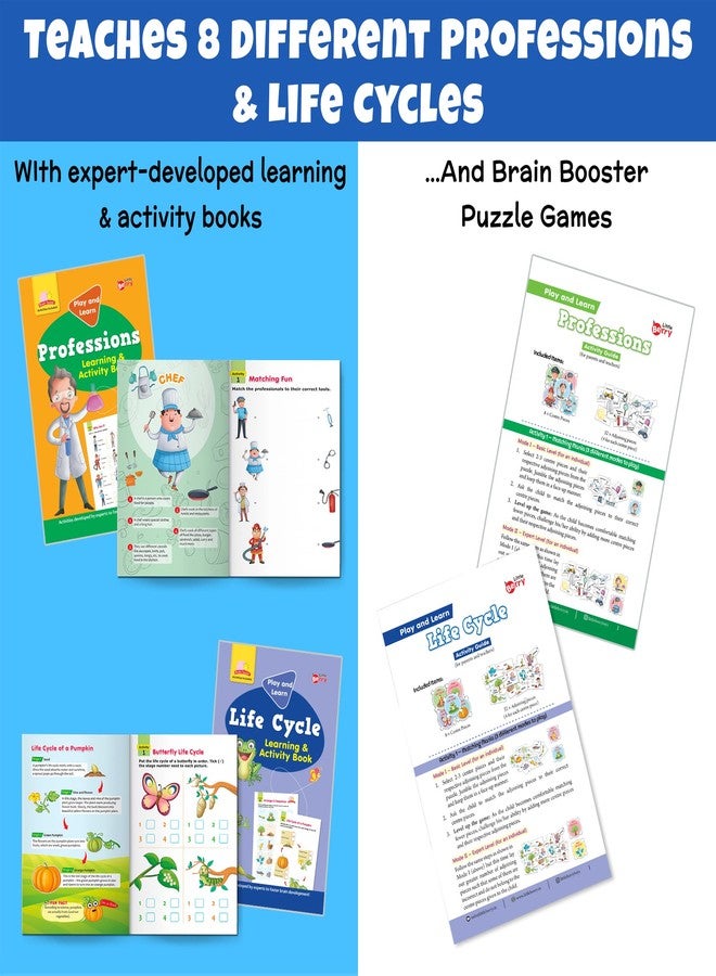 Little Berry Profession & Life Cycle Play & Learn Puzzle Combo (80 Pcs) | Includes 2 Brain Boosting Activity Books & 5 Different Puzzle Games | Learning & Educational Toy for Boys & Girls Age 3+ Years - Image 4
